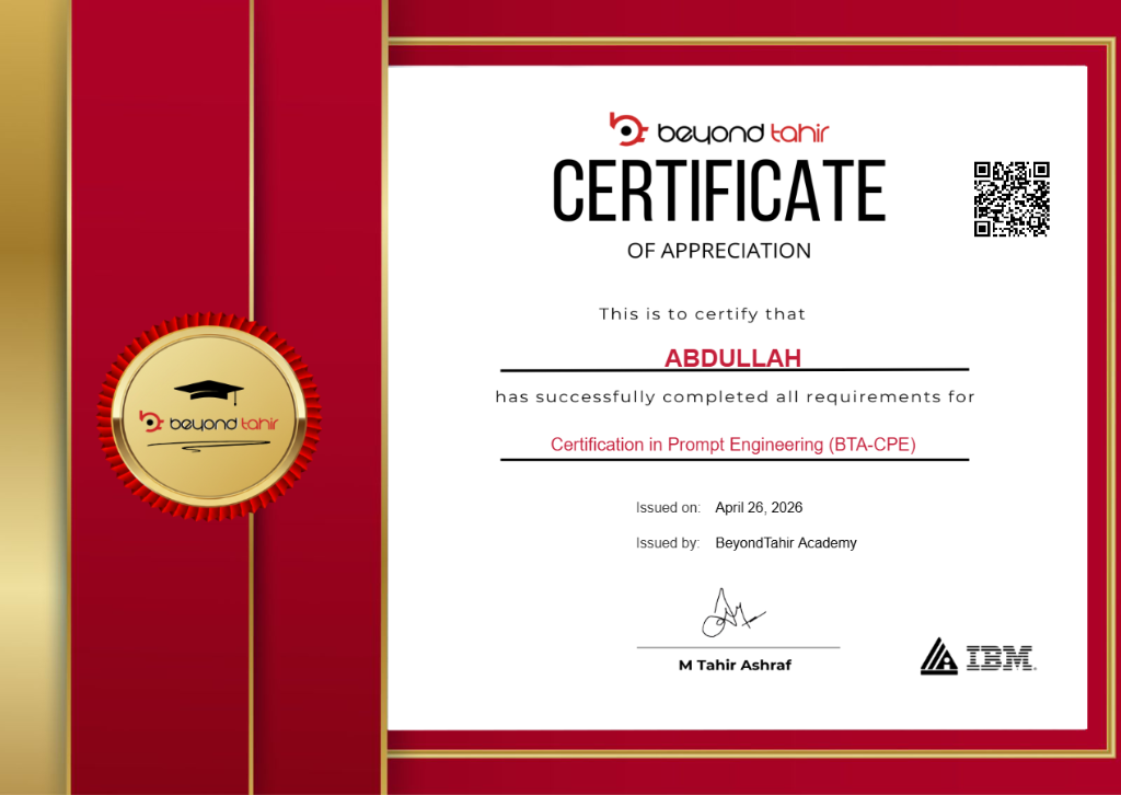 Prompt Engineering Certificate IBM BeyondTahir
